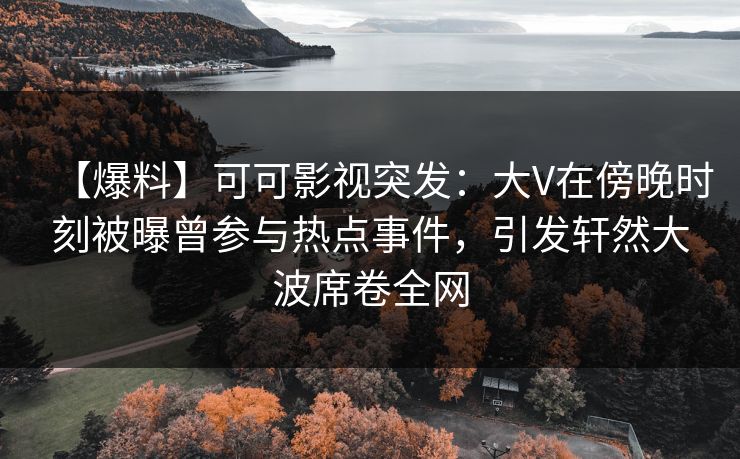 【爆料】可可影视突发:大V在傍晚时刻被曝曾参与热点事件,引发轩然大波席卷全网